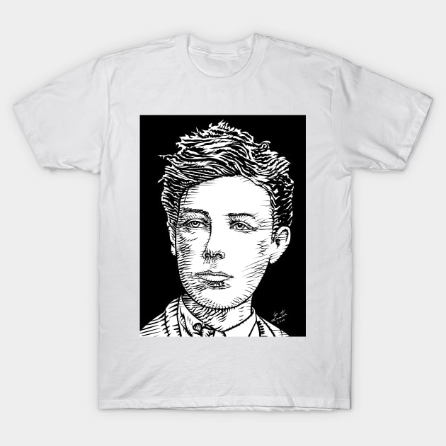 ARTHUR RIMBAUD ink portrait T-Shirt by lautir